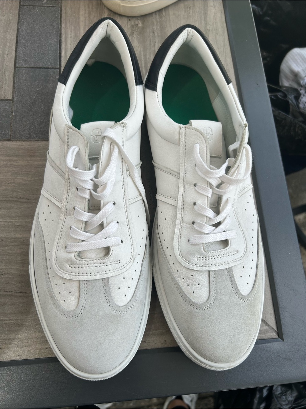 GREATS the Charlie Men's White Leather & Suede Casual Sneakers